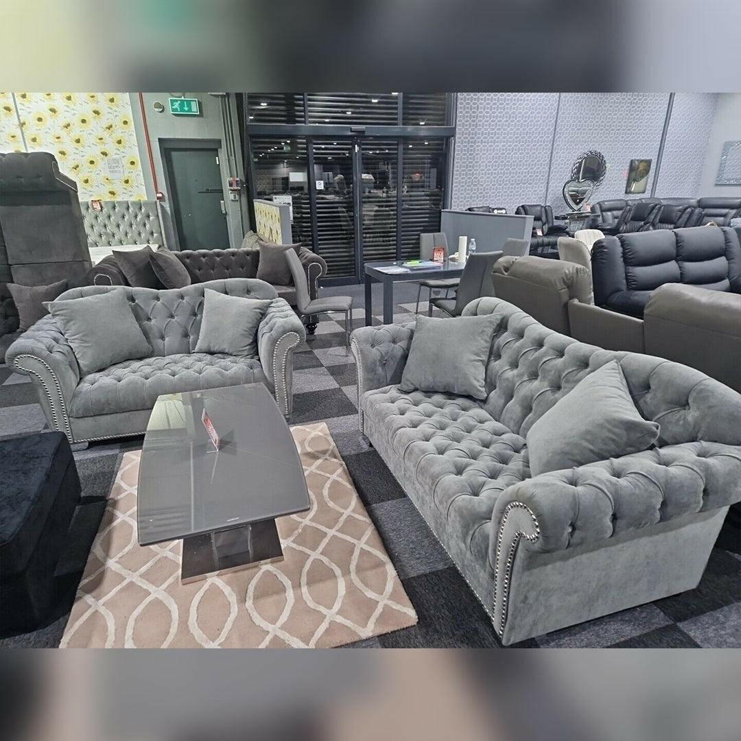 ELEGANCE CHESTERFIELD SOFA 3+2 GREY | SofaSaleHub UK