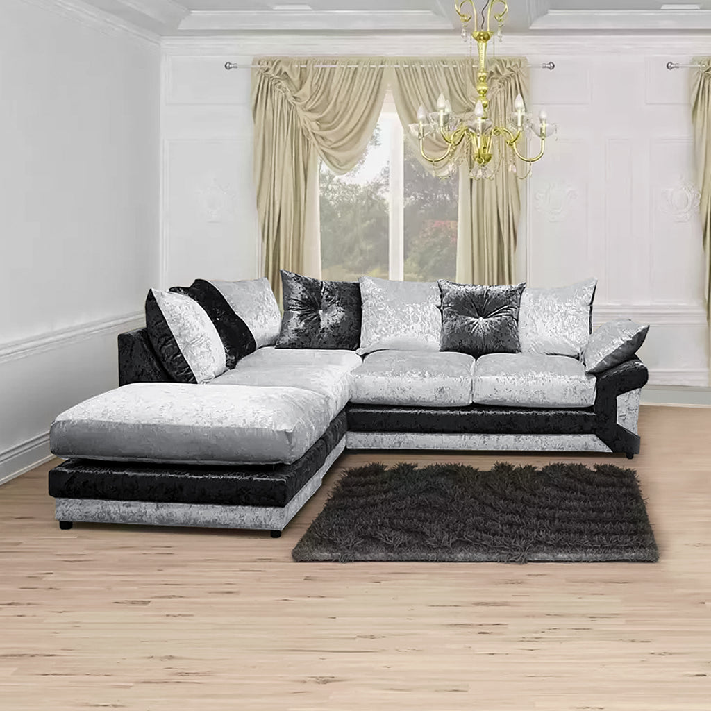DINO Crush Velvet Single Arm 5 Seater Left Right Hand Corner Sofa | SofaSaleHub UK