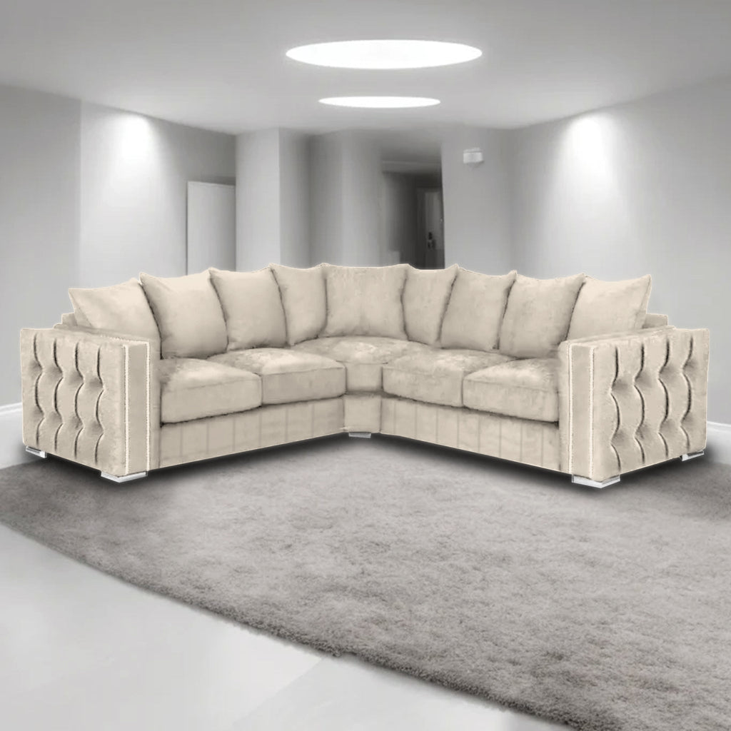 Maya Plush Velvet Sofa 5 Seater Wide Armrests Luxury Corner Sofa | SofaSaleHub UK