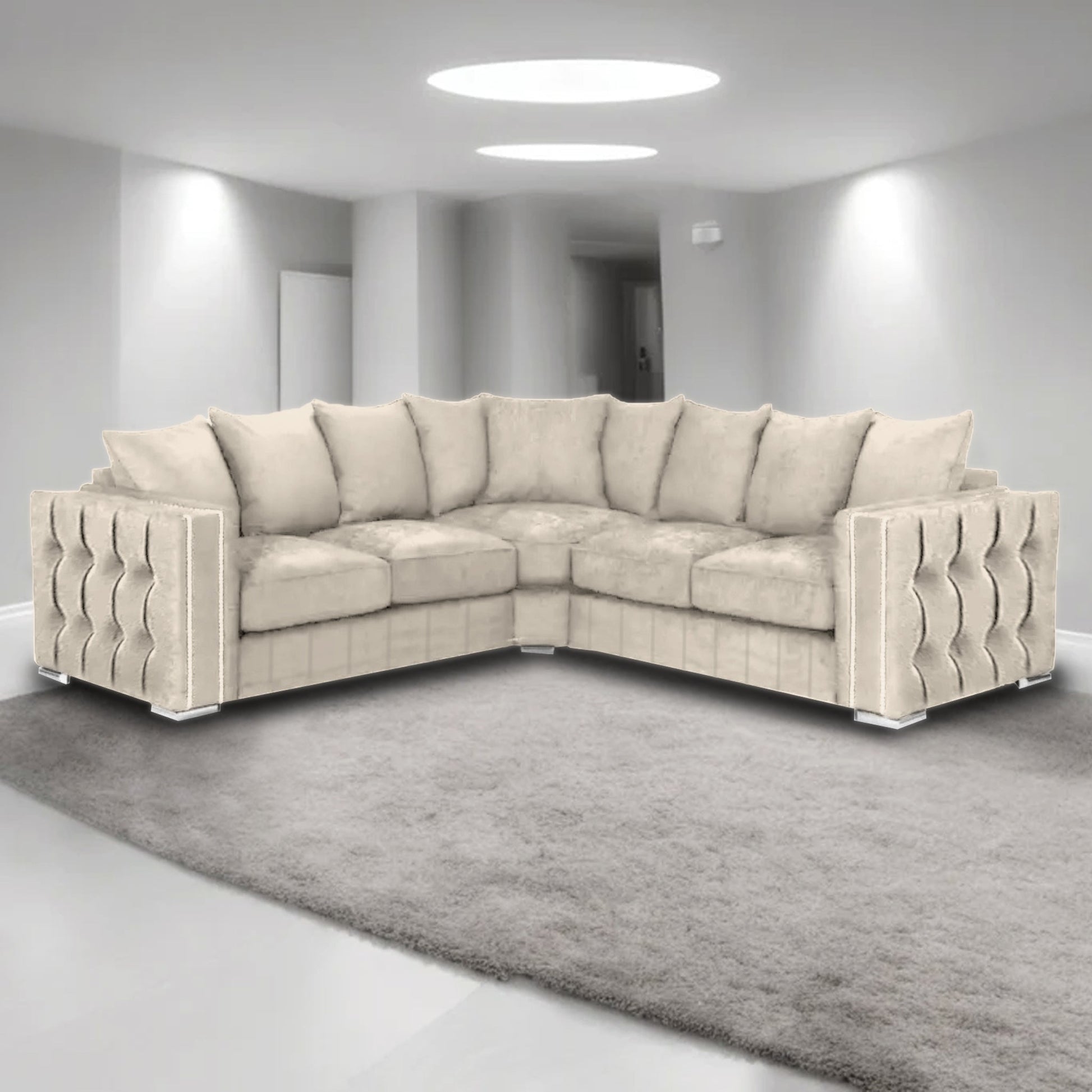 Maya Plush Velvet Sofa 5 Seater Wide Armrests Luxury Corner Sofa | SofaSaleHub UK