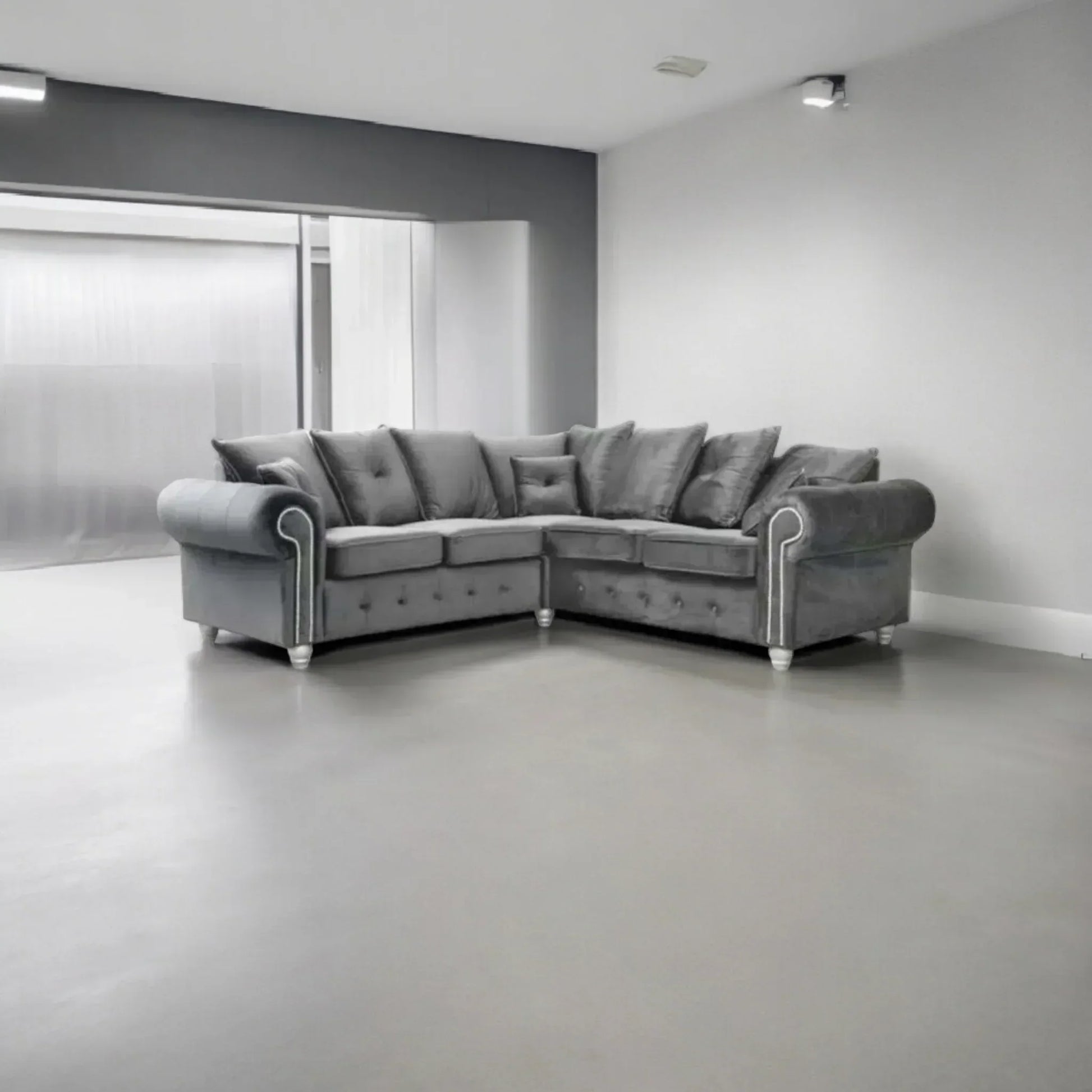 OLYMPIA PLUSH VELVET COMFORTABLE STYLISH CHESTERFIELD CORNER SOFA | SofaSaleHub UK