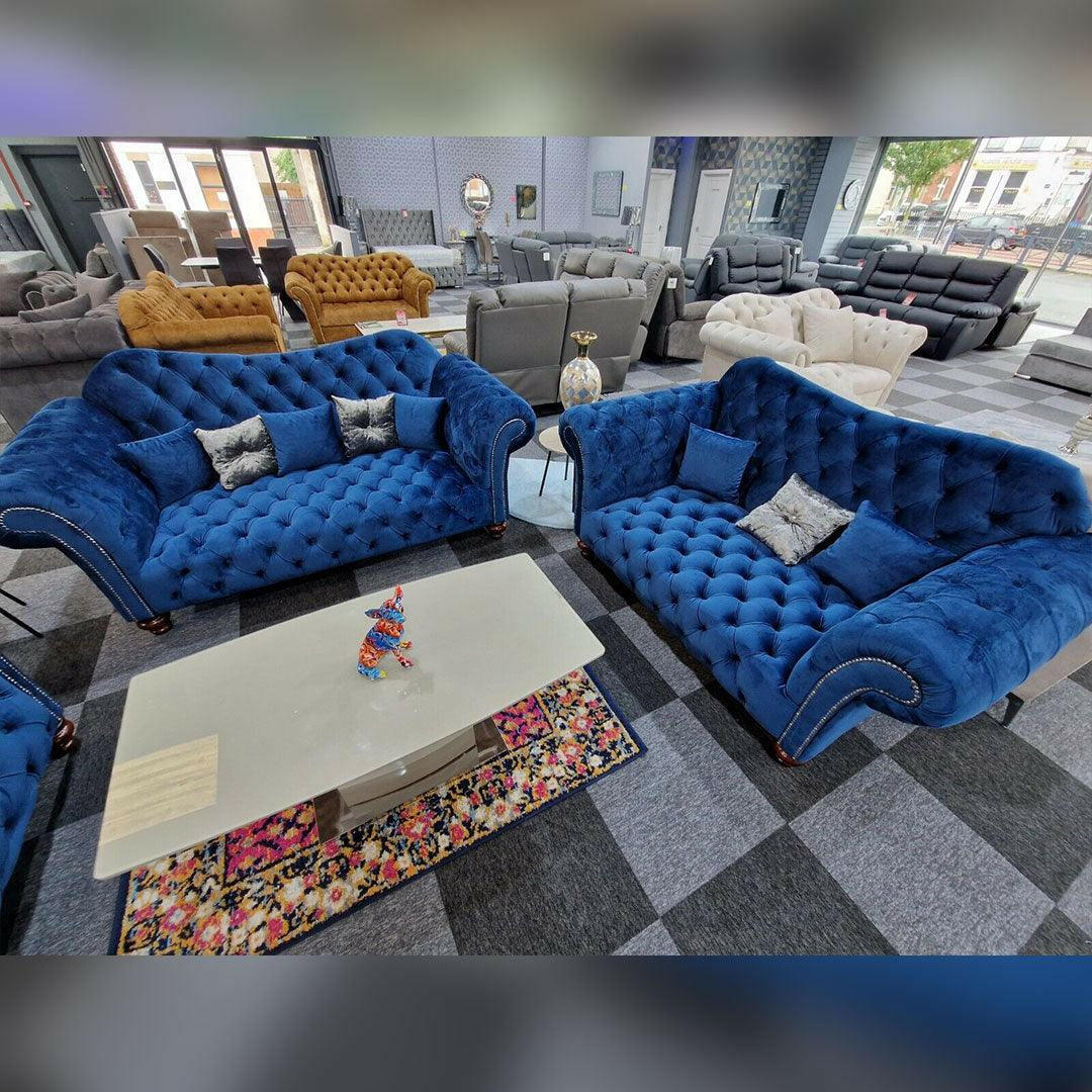 ELEGANCE CHESTERFIELD SOFA 3+2 BLUE | SofaSaleHub UK
